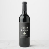 Heks Verloven Zwart Halloween Wijn Etiket (Voorkant)