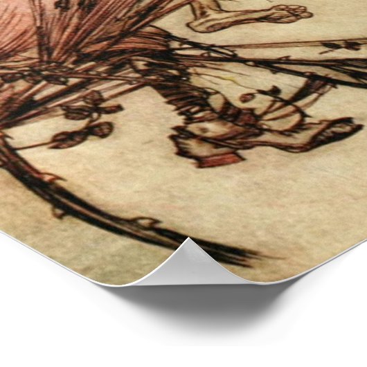 Heks Verstrikt in Doornen door Arthur Rackham Poster (Hoek)