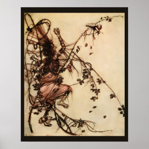 Heks verstrikt in doornen door Arthur Rackham Poster