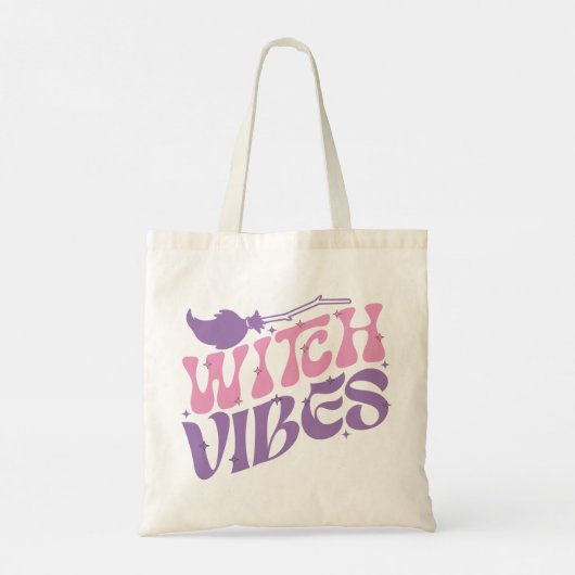 Heks Vibes Halloween Magic Broom Tote Bag (Achterkant)
