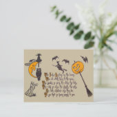 Heks Vleermuis Uil Zwarte Kat Jack-o'-lantern Briefkaart (Staand voorkant)
