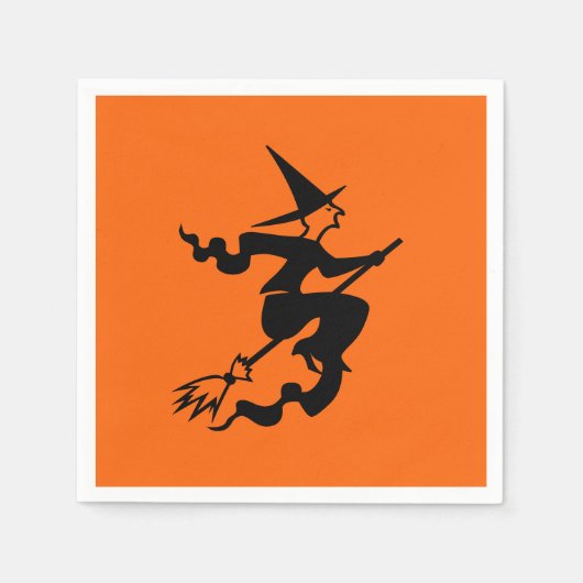 Heks Vliegen Op Broomstick Halloween 4Nellie Servet (Voorkant)