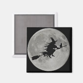 Heks Vliegen Over de Maan Halloween Magnet (Voorkant / Achterkant)