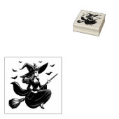 Heks vliegen Vintage Retro Halloween Rubberstempel (Gestempeld)