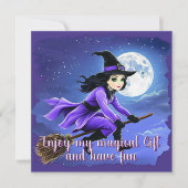 Heks vliegend op een bezem - Wicca Halloween 1 (Voorkant)