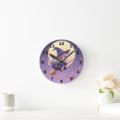 Heks vliegend over de maan Halloween wandklok (Huis)