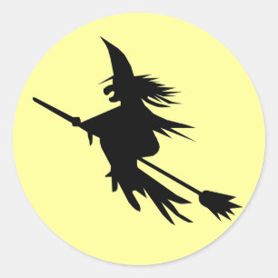 Heks Vliegend Silhouet   Halloween Stickers