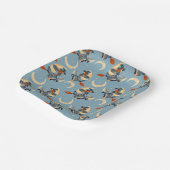 Heks vliegt op de huidige maan papieren bordje (Gebogen)