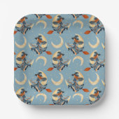 Heks vliegt op de huidige maan papieren bordje (Voorkant)