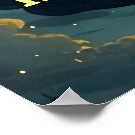 Heks vliegt over Halloween Poster (Hoek)