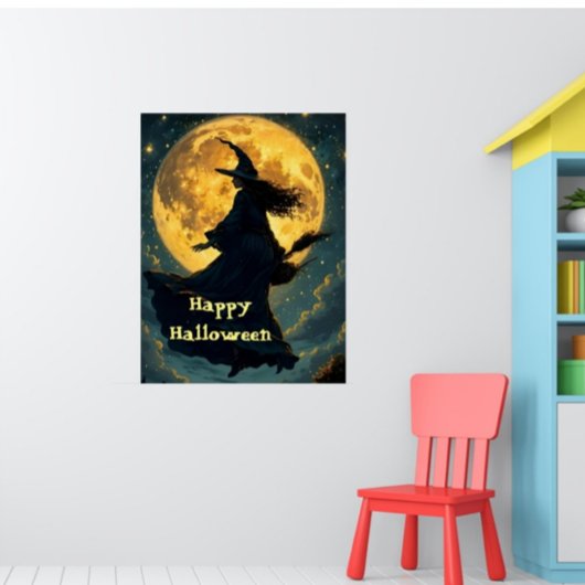 Heks vliegt over Halloween Poster