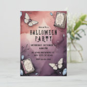 Heks, Vlinder, Spellingsboek, Halloween Uitnodigin Kaart (Staand voorkant)