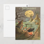 Heks Vuur Cauldron Volle Maan Nacht Briefkaart (Voorkant / Achterkant)