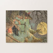 Heks Vuur Cauldron Volle Maan Nacht Legpuzzel (Horizontaal)