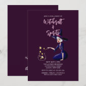 Heks Wand Magic Gouache Halloween Kostuum Party Kaart (Voorkant / Achterkant)