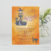 Heks waterverf Halloween vrijgezellenfeest Kaart (Staand voorkant)