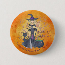 Heks waterverf Halloween vrijgezellenfeest Ronde Button 5,7 Cm