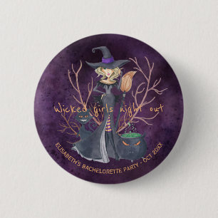 Heks waterverf Halloween vrijgezellenfeest Ronde Button 5,7 Cm
