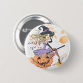 Heks waterverf Halloween vrijgezellenfeest Ronde Button 5,7 Cm (Voorkant /achterkant)