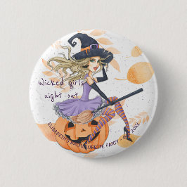Heks waterverf Halloween vrijgezellenfeest Ronde Button 5,7 Cm
