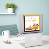 Heks Weg naar de Halloween-feest Crew Kat Vleermui Sticker (Laptop op bureau)