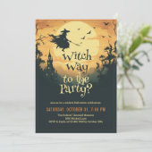 Heks Weg naar het Feest Halloween Kaart (Staand voorkant)