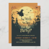Heks Weg naar het Feest Halloween Kaart (Voorkant / Achterkant)