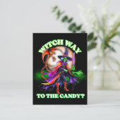 Heks Weg naar het Snoep Halloween Feestdagenkaart (Staand voorkant)