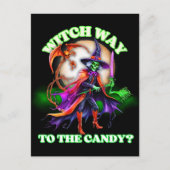 Heks Weg naar het Snoep Halloween Feestdagenkaart (Voorkant)