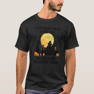 Heks Wijn En Airedale Terrier Hond Moeder Hallowee T-shirt