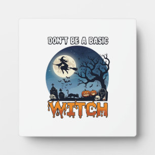 Heks Zal Niet Basis Zijn Halloween Maan Kat Pompoe Fotoplaat