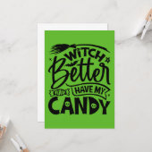 Heks, zorg dat je mijn snoep hebt kaart (Voorkant / Achterkant in situ)