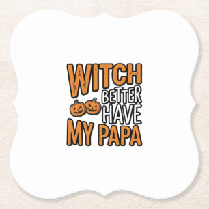 Heks Zou Mijn Papa Halloween Vader Shirt Desi Hebb Kartonnen Onderzetters