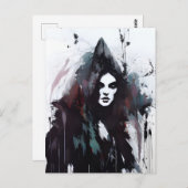 Heks Zwart Ink Schilderen Briefkaart (Voorkant / Achterkant)