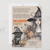 Heks Zwart Kat Halloween Feestgedicht Uitnodiging (Voorkant)