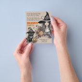 Heks Zwart Kat Halloween Feestgedicht Uitnodiging Flyer (Hand)