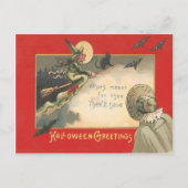 Heks Zwart Kat Volle Maan Vleermuis Boom Vrouw Nac Briefkaart (Voorkant)