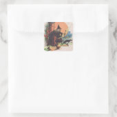 Heks Zwart Kat Vollemaan Vierkante Sticker (Tas)