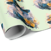  heks zwart Pet sterren patroon Halloween Cadeaupapier (Rol Hoek)