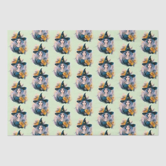  heks zwart Pet sterren patroon Halloween Tissuepapier (Voorkant)