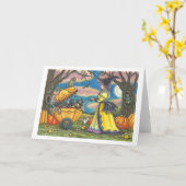 HEKS, ZWARTE KAT BABY WANDELWAGEN, Wenskaart Leeg Kaart (Gele Bloem)