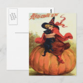 Heks & Zwarte Kat Briefkaart (Voorkant / Achterkant)