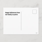 heks, zwarte kat en vleermuizen Halloween Feestdagenkaart (Achterkant)