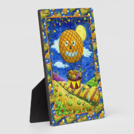 HEKS, ZWARTE KAT IN HETE LUCHTBALLON FOLK ART HUMO FOTOPLAAT