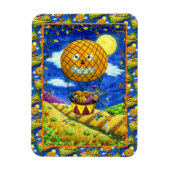 HEKS, ZWARTE KAT IN HETE LUCHTBALLON FOLK ART HUMO MAGNEET (Verticaal)