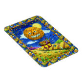 HEKS, ZWARTE KAT IN HETE LUCHTBALLON FOLK ART HUMO MAGNEET (Rechterzijde)