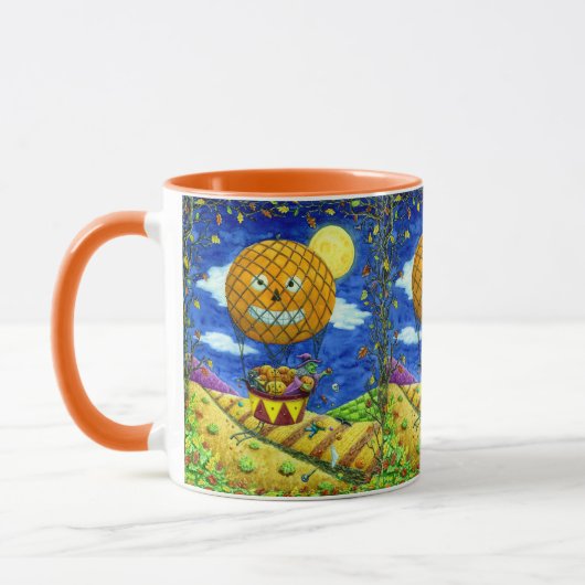 HEKS, ZWARTE KAT IN HETE LUCHTBALLON FOLK ART HUMO MOK (Links)