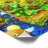 HEKS, ZWARTE KAT IN HETE LUCHTBALLON FOLK ART HUMO PERFECT POSTER (Hoek)