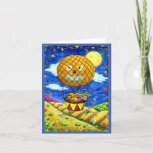 HEKS, ZWARTE KAT IN HETE LUCHTBALLON VOLKSKUNST Ve Feestdagen Kaart