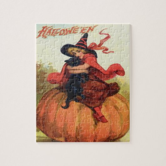 Heks & Zwarte Kat Legpuzzel (Verticaal)